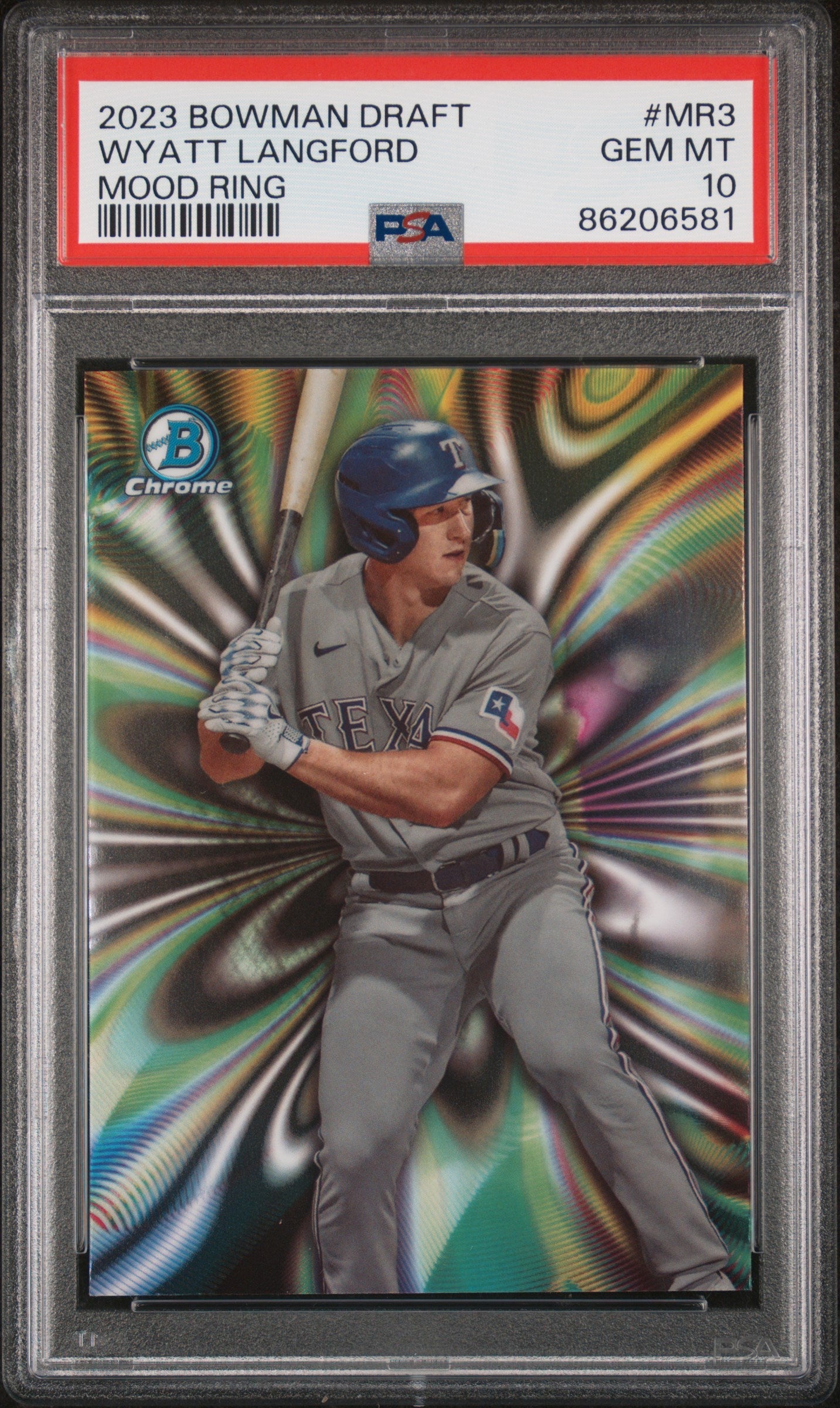 Graded 2023 Topps Bowman Draft Wyatt Langford #MR3 Mood Ring Rookie RC Baseball Card PSA 10 Gem Mint