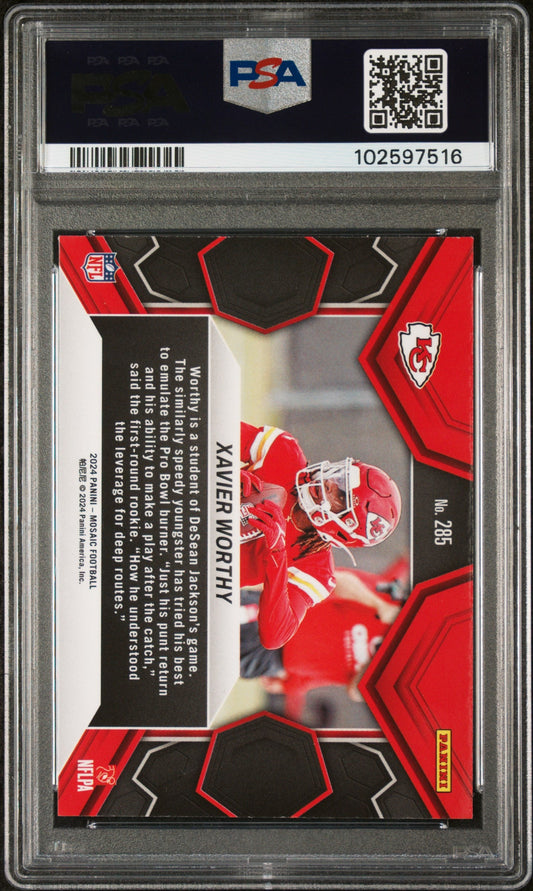 Graded 2024 Panini Mosaic Xavier Worthy #285 Rookie RC Football Card PSA 10 Gem Mint