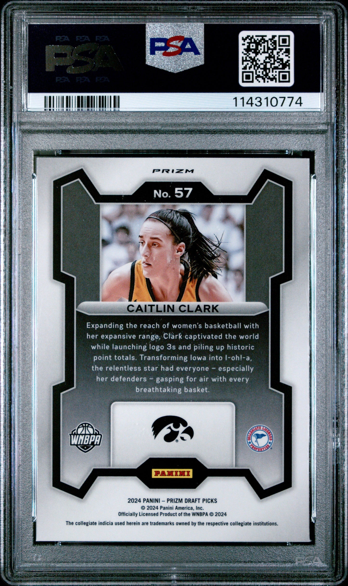 Graded 2024 Panini Prizm Draft Picks Caitlin Clark #57 Red Ice Rookie RC Basketball Card PSA 10 Gem Mint