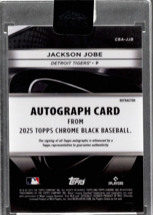2025 Topps Chrome Black Jackson Jobe #CBAJJB Refractor Auto /199 Detroit Tigers Rookie RC Baseball Card