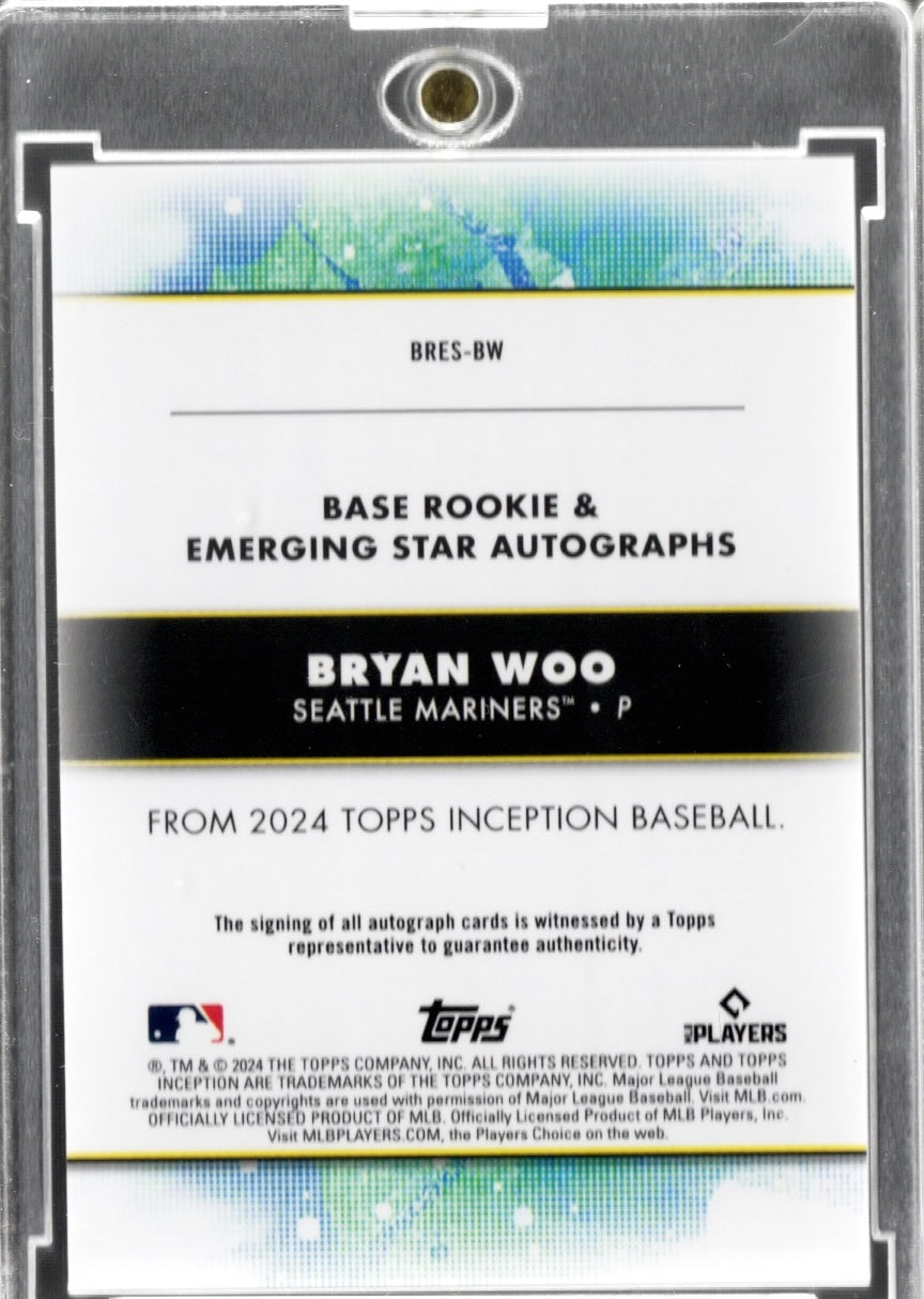 2024 Topps Inception Bryan Woo #BRESBW Autograph /299 Seattle Mariners Rookie RC Baseball Card