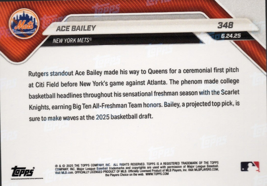 2025 Topps Now Ace Bailey #348 Gold Foil /50 Rookie RC Baseball Card