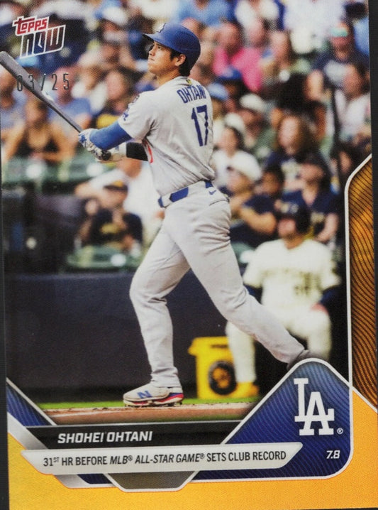 2025 Topps Now Shohei Ohtani #403 Orange Foil /25 Los Angeles Dodgers Baseball Card