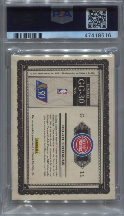 2011-12 Panini Gold Standard Isiah Thomas Greatest Graphs Auto /149 #GG-30 PSA/DNA Auto 10