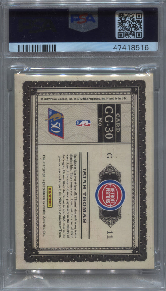 2011-12 Panini Gold Standard Isiah Thomas Greatest Graphs Auto /149 #GG-30 PSA/DNA Auto 10
