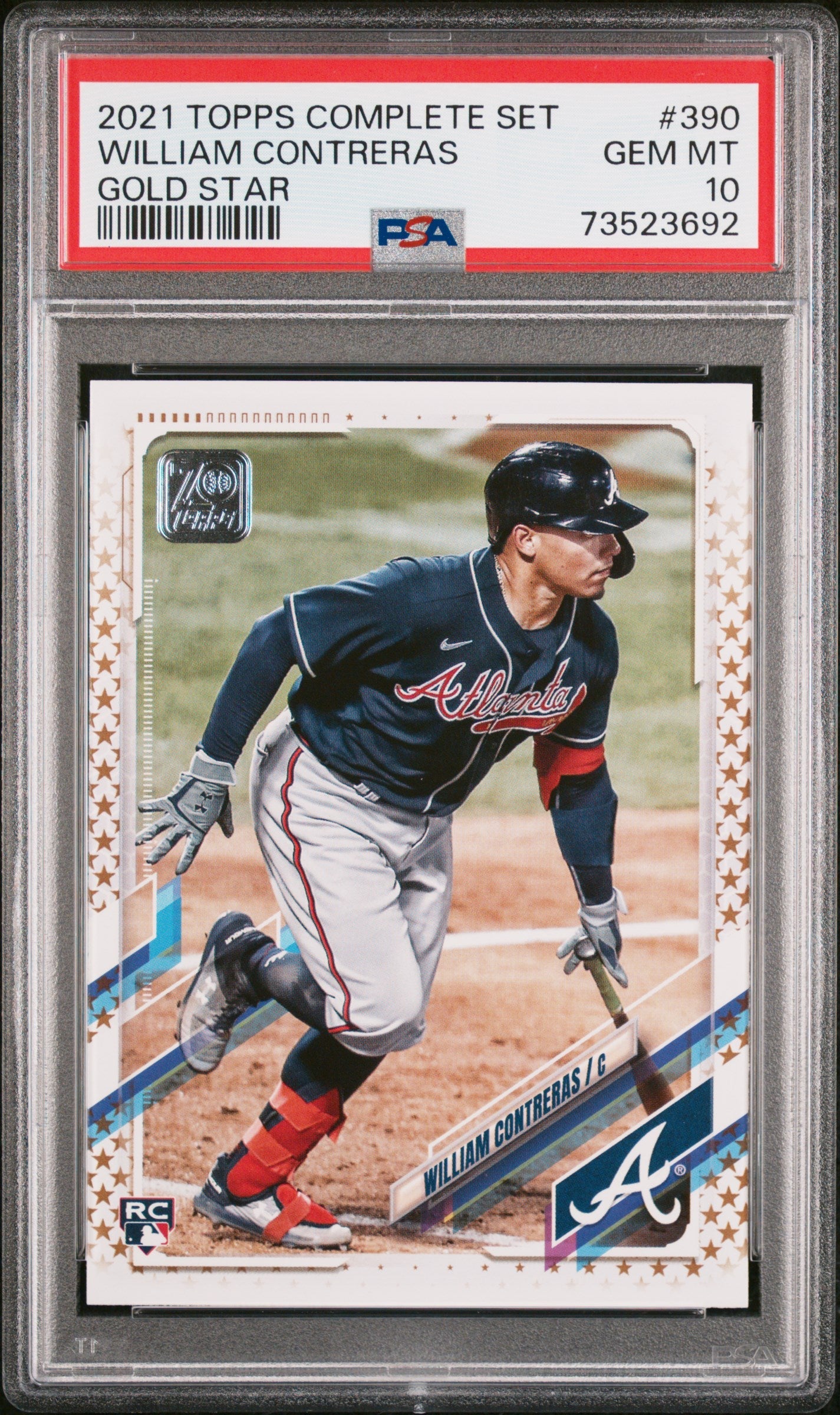 Graded 2021 Topps Complete Set William Contreras #390 Gold Star Rookie RC Baseball Card PSA 10 Gem Mint