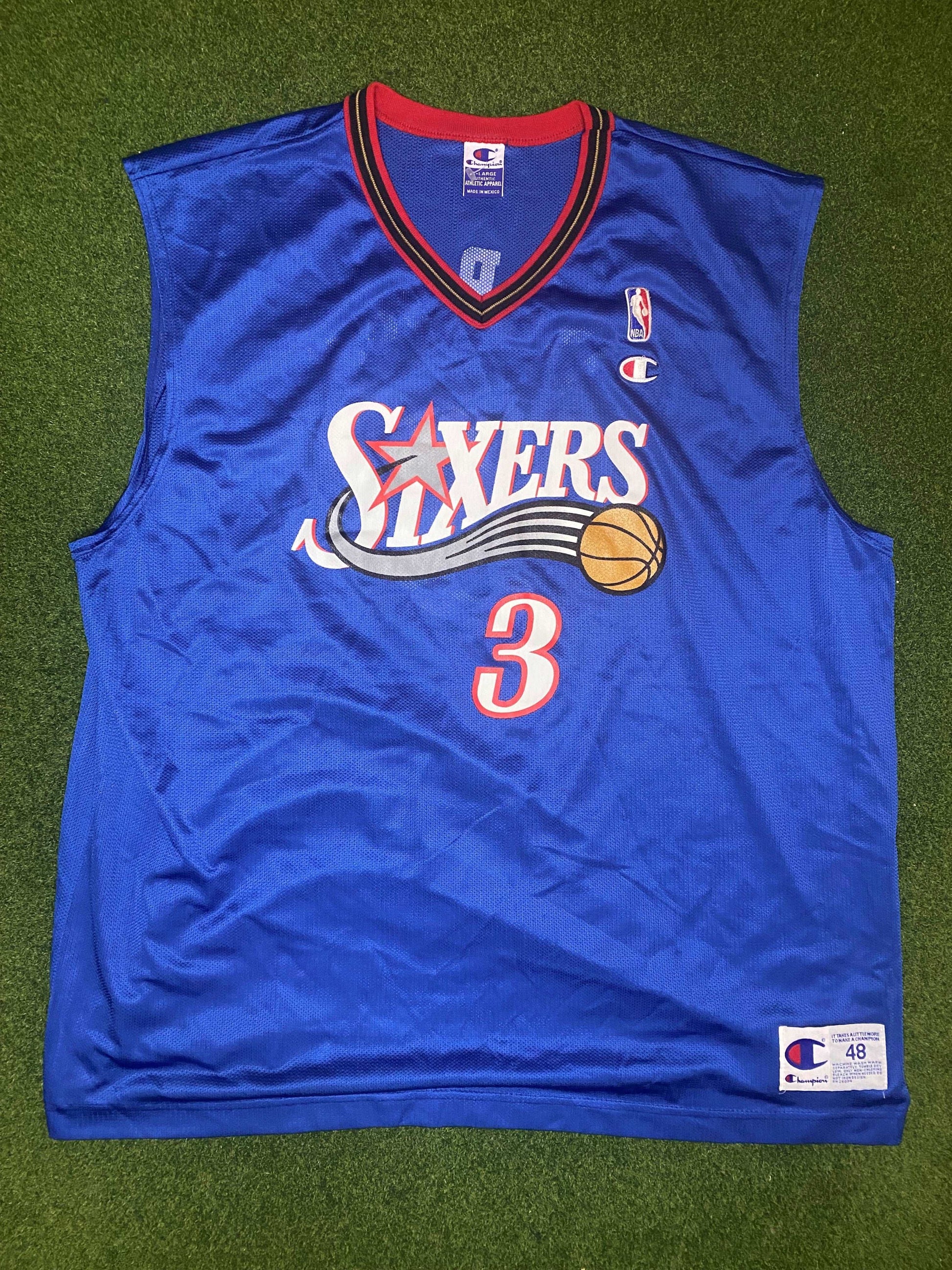 90s Philadelphia 76ers - Allen Iverson #3 - Champion - Vintage NBA Jersey (48)