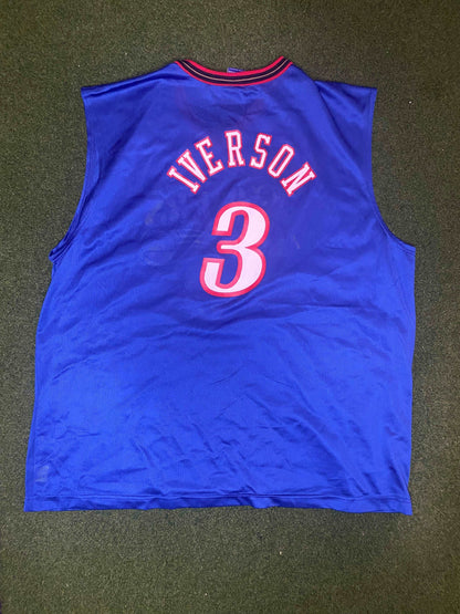 90s Philadelphia 76ers - Allen Iverson #3 - Champion - Vintage NBA Jersey (48)