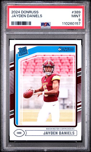 Graded 2024 Panini Donruss Jayden Daniels #WSH Rookie RC Football Card PSA 9 Mint
