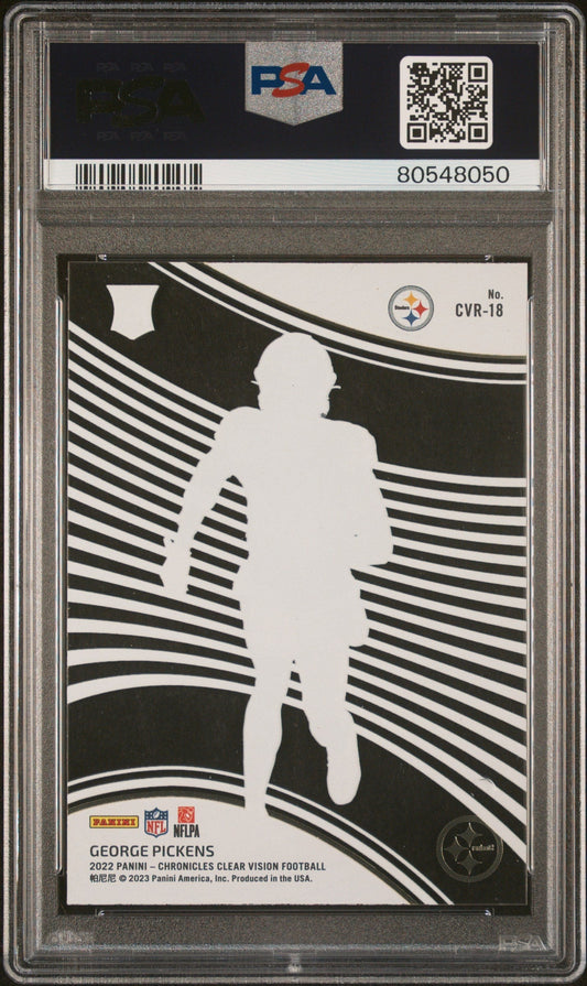Graded 2022 Panini Chronicles George Pickens #CVR18 Clear Vision Rookies RC Football Card PSA 10 Gem Mint