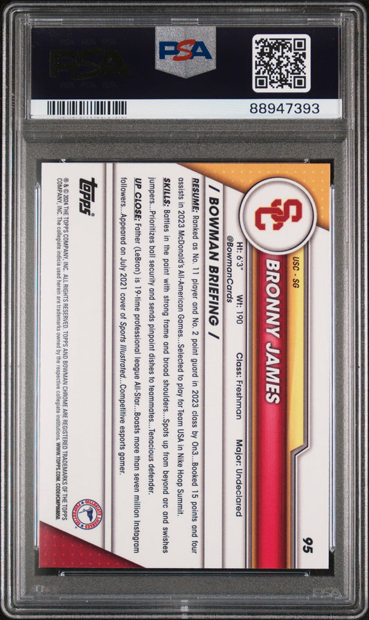 Graded 2023 Topps Bowman U Chrome Bronny James #95 Rookie RC Basketball Card PSA 10 Gem Mint