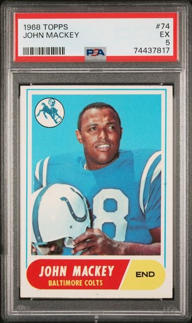 Graded 1968 Topps John Mackey #74 Football Card PSA 5 Excellent
