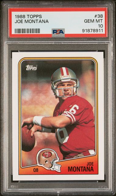 Graded 1988 Topps Joe Montana #38 Football Card PSA 10 Gem Mint