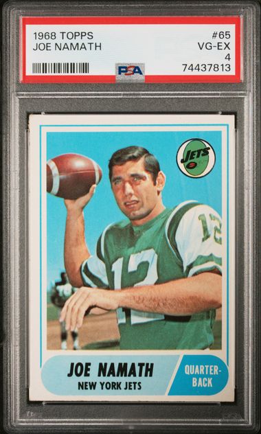 Graded 1968 Topps Joe Namath #65 Football Card PSA 4 VG-EX