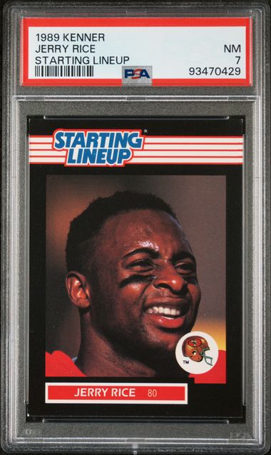 Graded 1989 Kenner Starting Lineup #NNO Jerry Rice Football Card PSA 7 NM