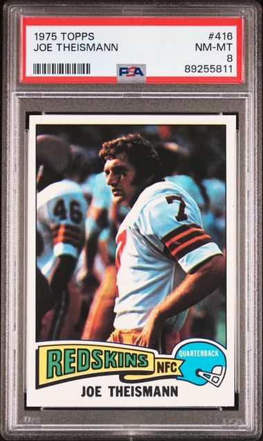 Graded 1975 Topps Joe Theismann #416 Rookie RC Football Card PSA 8 NM-MT