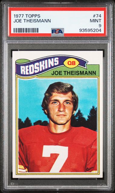 Graded 1977 Topps Joe Theismann #74 Football Card PSA 9 Mint