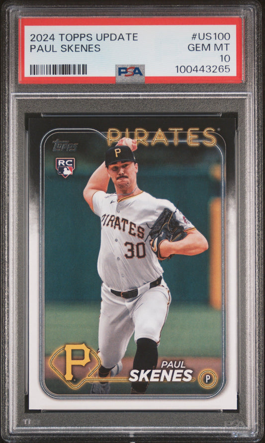 Graded 2024 Topps Update Paul Skenes #US100 Rookie RC Baseball Card PSA 10 Gem Mint