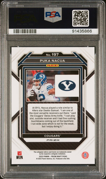 Graded 2023 Panini Prizm DP Puka Nacua #197 Red Ice Rookie RC Football Card PSA 10 Gem Mint