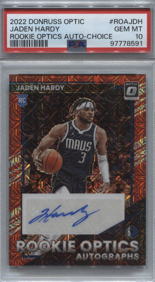 2022-23 Donruss Optic Jaden Hardy Choice Rookie Optics Auto #ROA-JDH PSA 10