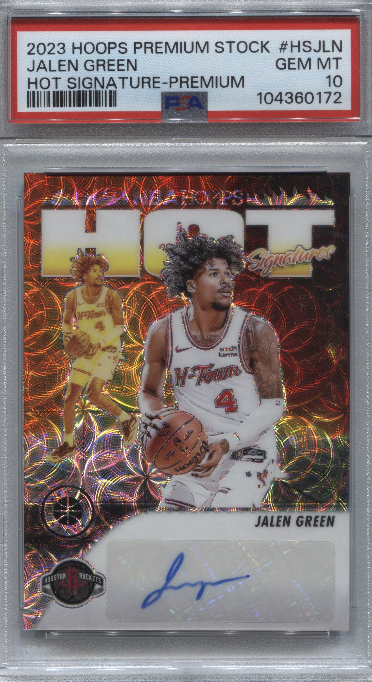 2023-24 Panini Hoops Premium Stock Jalen Green Hot Signatures Premium Auto /75 PSA 10