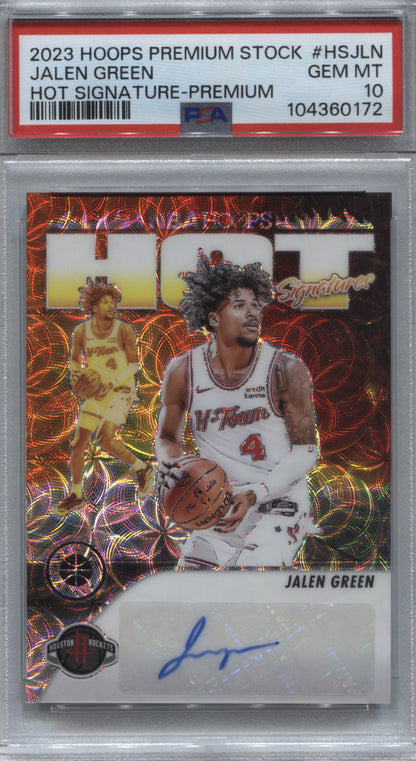 2023-24 Panini Hoops Premium Stock Jalen Green Hot Signatures Premium Auto /75 PSA 10