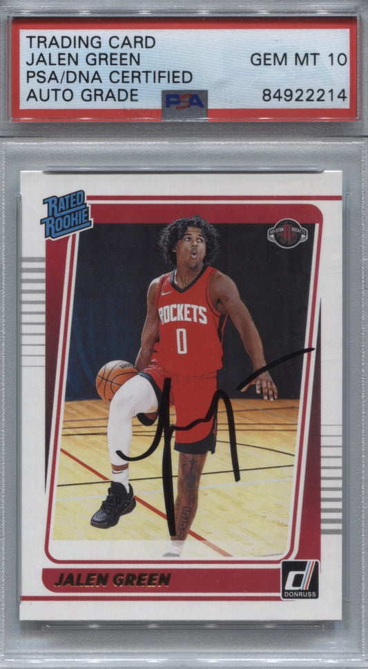 2021-22 Panini Donruss Jalen Green Rated Rookie #209 Signed PSA/DNA Auto 10