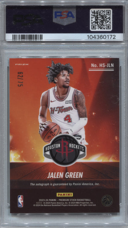 2023-24 Panini Hoops Premium Stock Jalen Green Hot Signatures Premium Auto /75 PSA 10