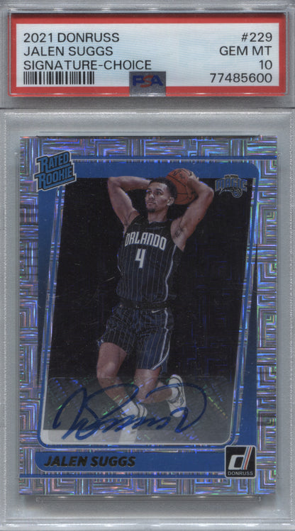 2021-22 Panini Donruss Jalen Suggs Rated Rookie Choice Auto #229 PSA 10