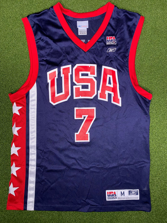 2003 Tournament of the Americas - Jermaine O'Neal #7 - Vintage USA Basketball Jersey (Medium)