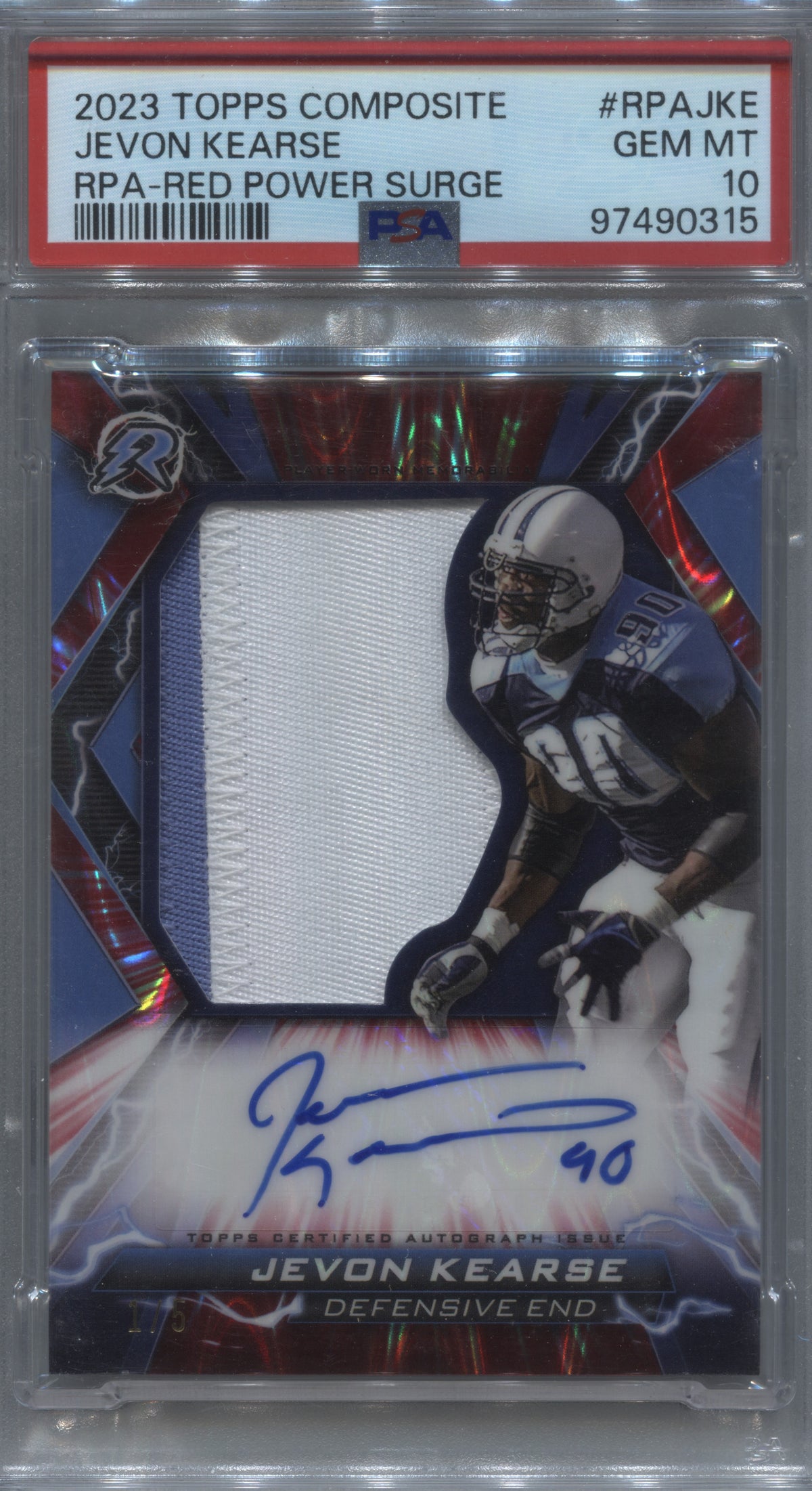 2023 Topps Composite Jevon Kearse Red Power Surge Patch Auto /5 #RPA-JKE PSA 10