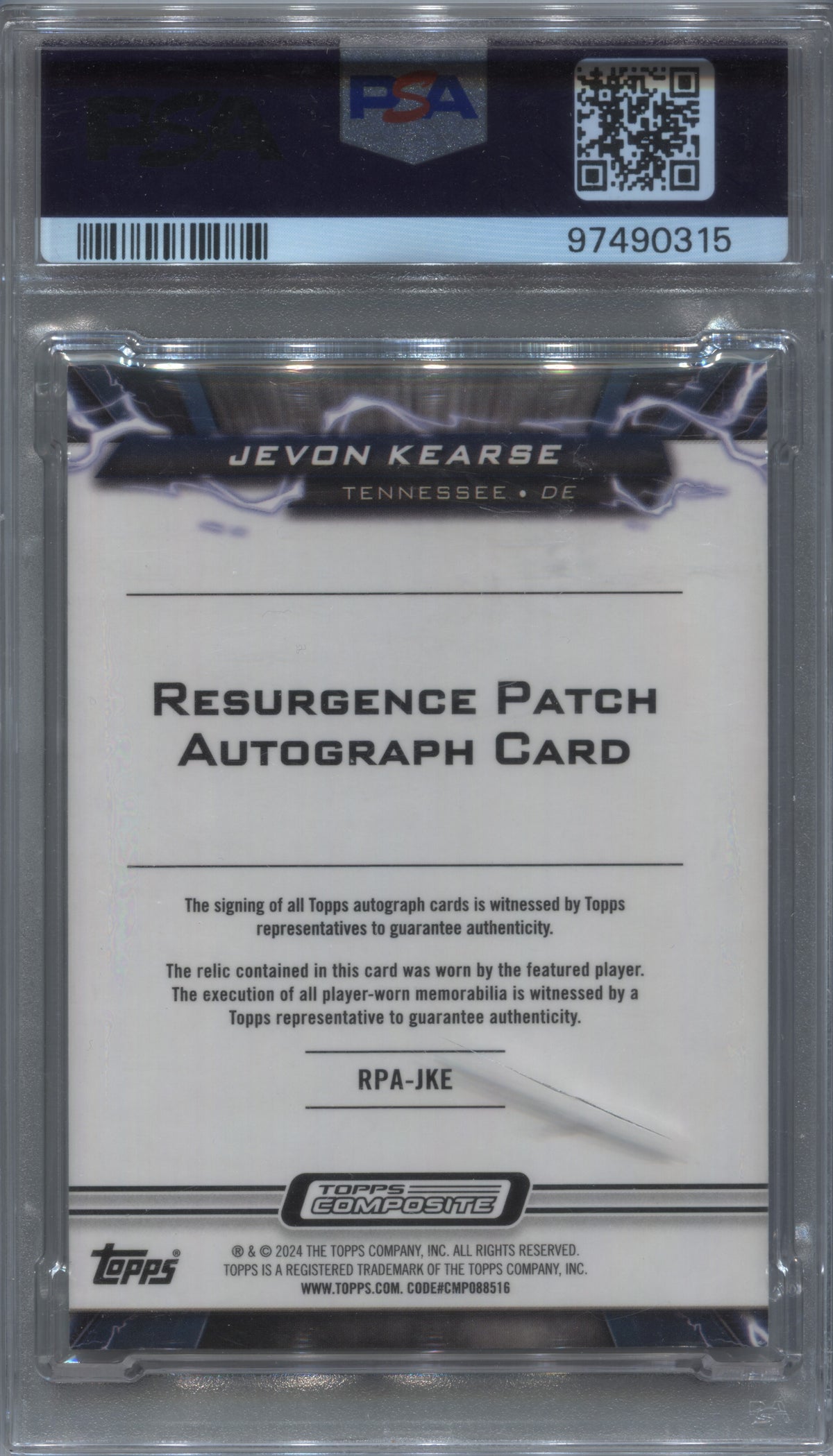 2023 Topps Composite Jevon Kearse Red Power Surge Patch Auto /5 #RPA-JKE PSA 10