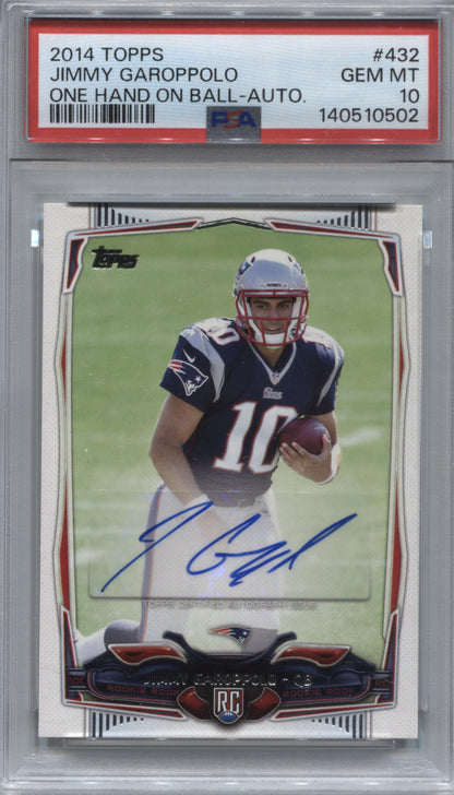 2014 Topps Jimmy Garoppolo One Hand on Ball SP Rookie Auto #432 PSA 10