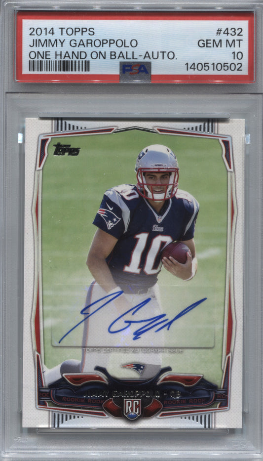 2014 Topps Jimmy Garoppolo One Hand on Ball SP Rookie Auto #432 PSA 10