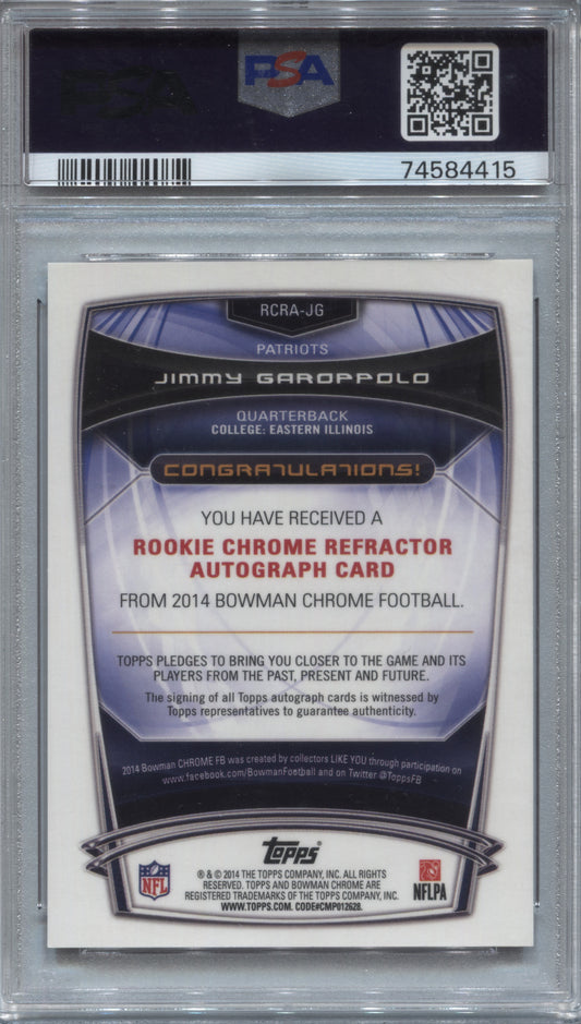 2014 Bowman Chrome Jimmy Garoppolo Red Refractor Rookie Auto /25 PSA 10