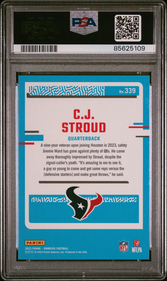 Graded 2023 Panini Donruss CJ Stroud #339 Rookie RC Football Card PSA 9 Mint