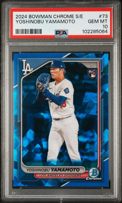 Graded 2024 Topps Bowman Chrome S/E Yoshinobu Yamamoto #73 Rookie RC Baseball Card PSA 10 Gem Mint