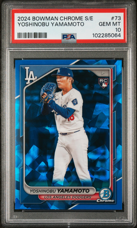 Graded 2024 Topps Bowman Chrome S/E Yoshinobu Yamamoto #73 Rookie RC Baseball Card PSA 10 Gem Mint