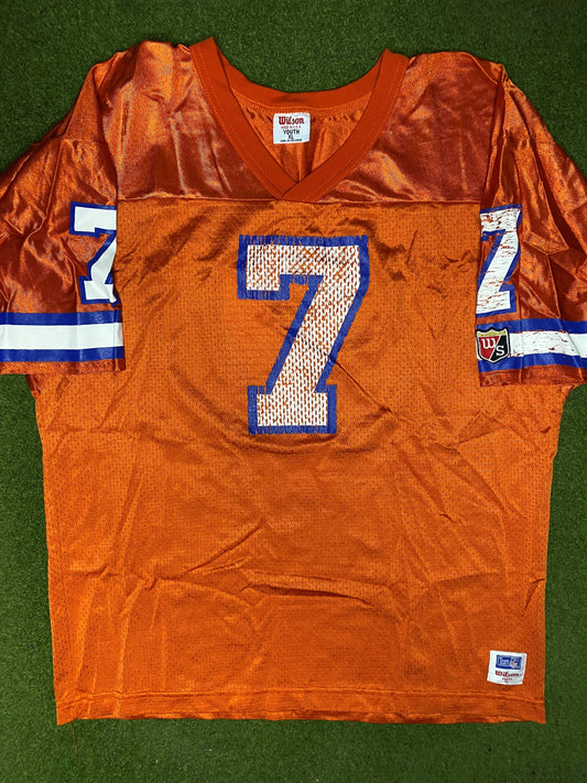 80s Denver Broncos - John Elway #7 - Wilson - Vintage NFL Jersey (Youth XL) - Gametime Vintage