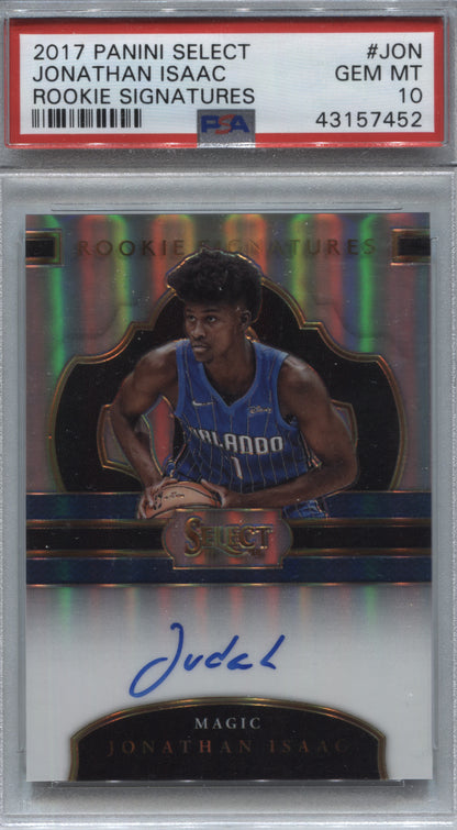 2017-18 Panini Select Jonathan Isaac Rookie Signatures Auto /199 #RS-JON PSA 10