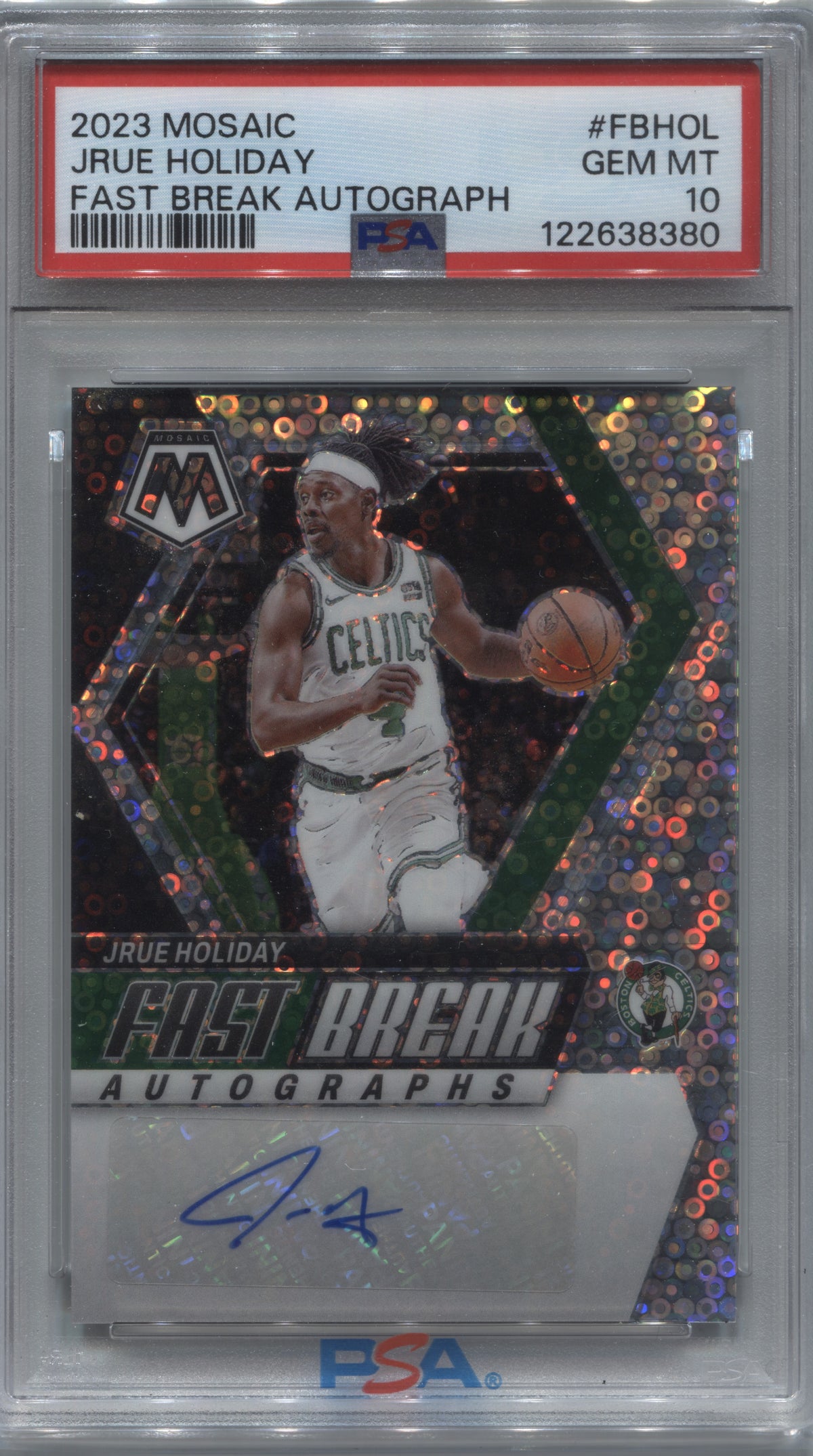 2023-24 Panini Mosaic Jrue Holiday Fast Break Auto #FB-HOL PSA 10