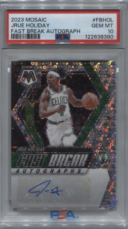2023-24 Panini Mosaic Jrue Holiday Fast Break Auto #FB-HOL PSA 10