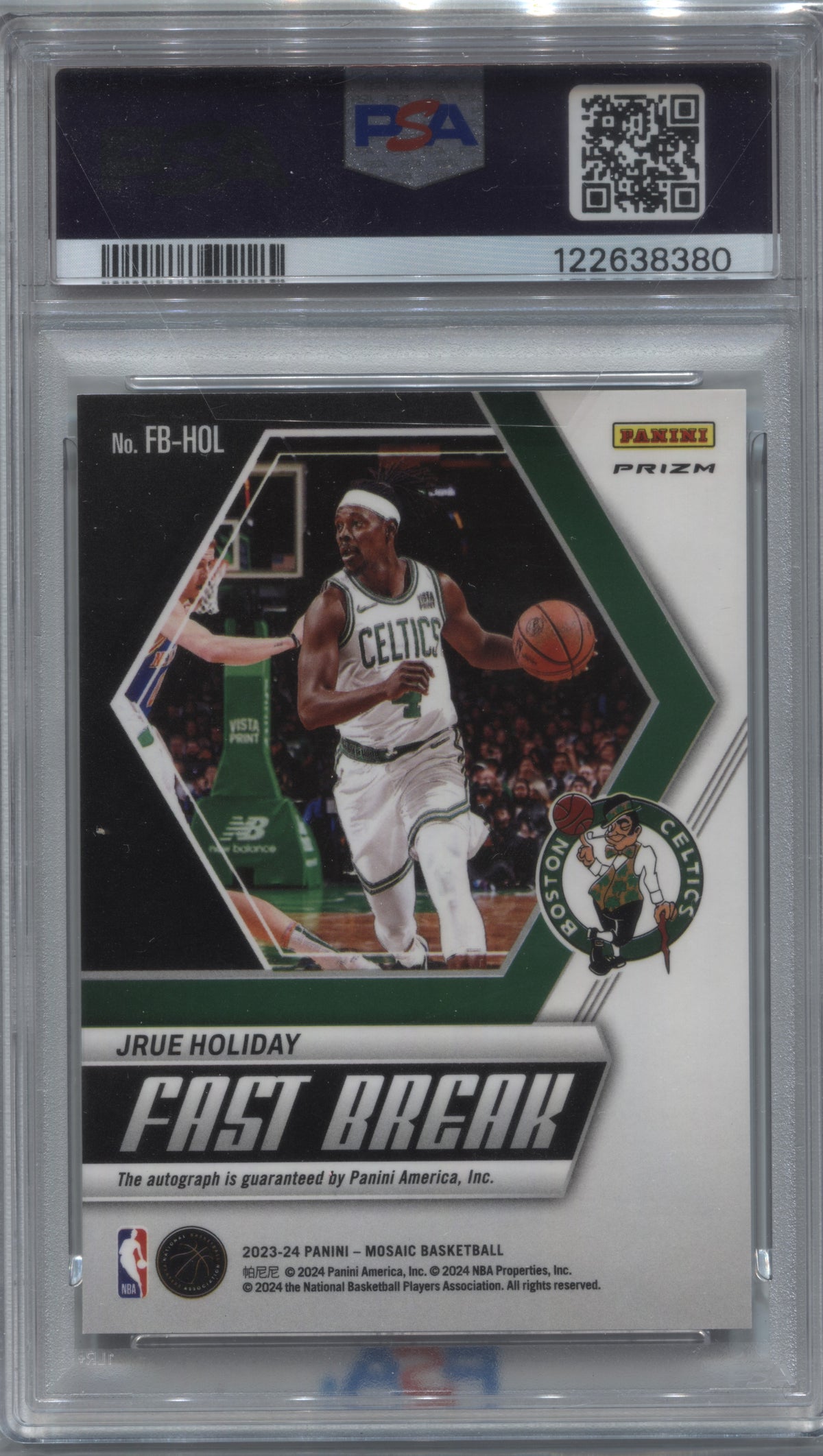 2023-24 Panini Mosaic Jrue Holiday Fast Break Auto #FB-HOL PSA 10