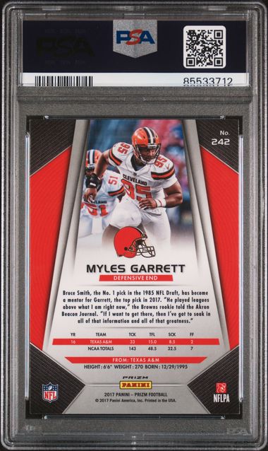 Graded 2017 Panini Prizm Myles Garrett #242 Rookie RC Football Card PSA 10 Gem Mint