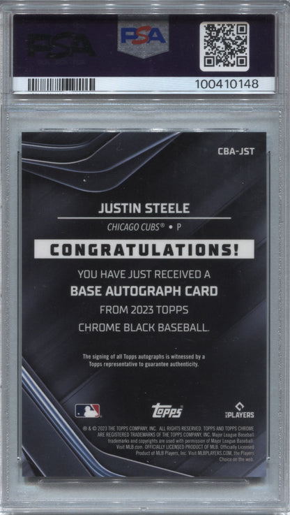 2023 Topps Chrome Black Justin Steele Refractor Rookie Auto /150 PSA 10