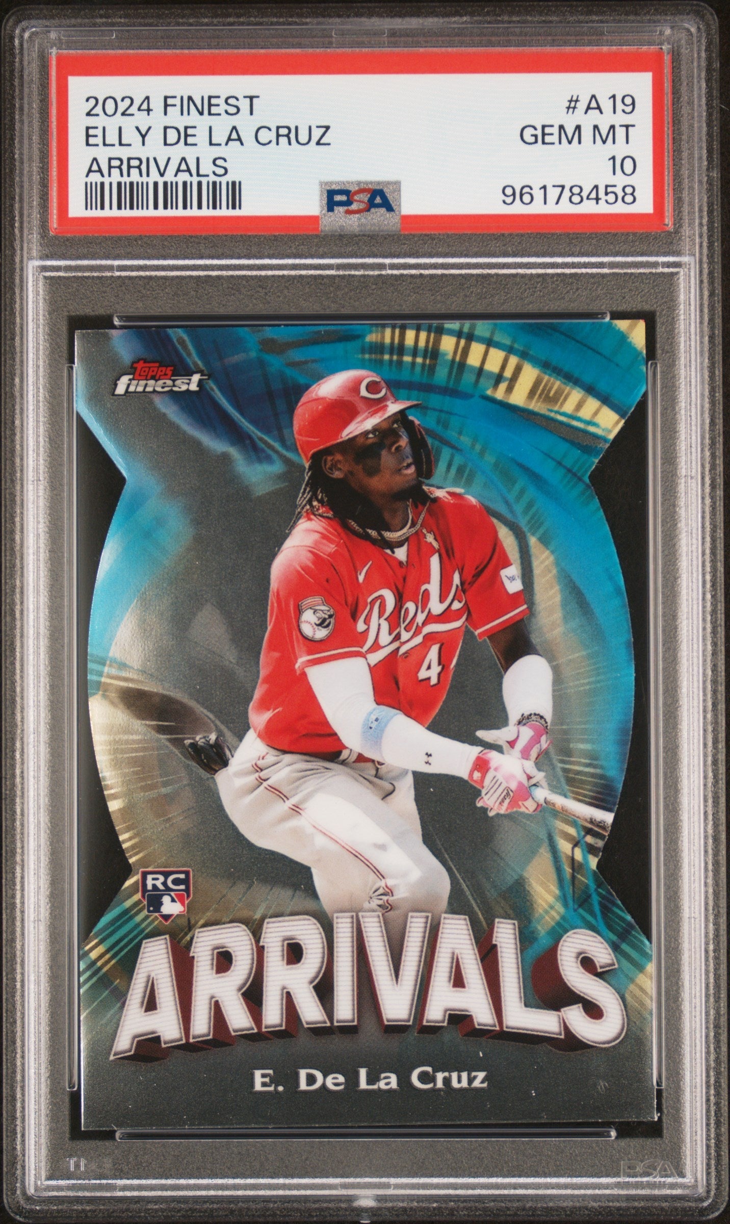Graded 2024 Topps Finest Elly De La Cruz #A19 Arrivals Rookie RC Baseball Card PSA 10 Gem Mint