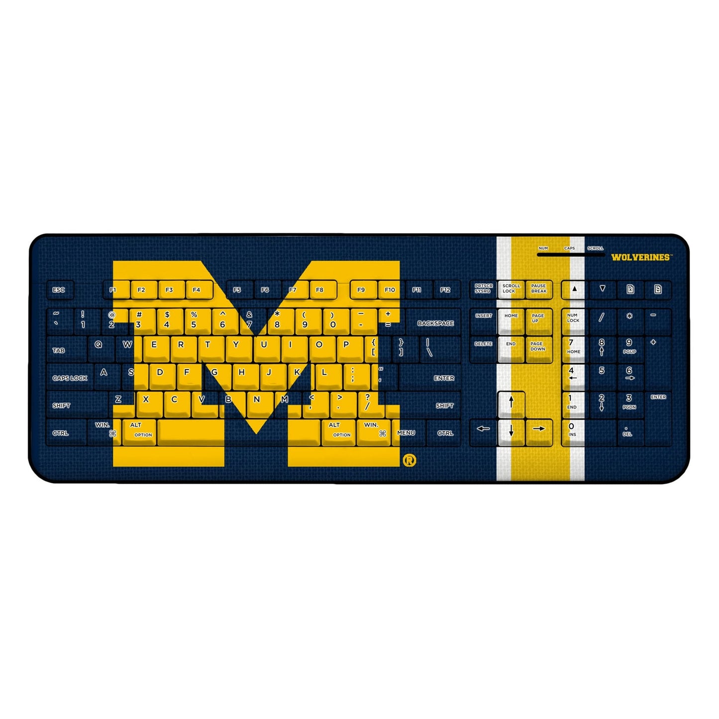 University of Michigan Wolverines Stripe Wireless USB Keyboard