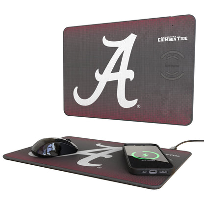 University of Alabama Crimson Tide Script A Linen 15-Watt Wireless Charger and Mouse Pad