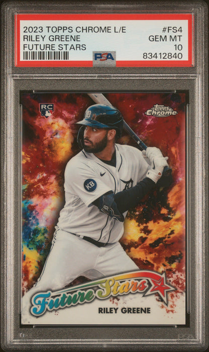 Graded 2023 Topps Chrome Logofractor Edition Riley Greene #FS4 Future Stars Rookie RC Baseball Card PSA 10 Gem Mint