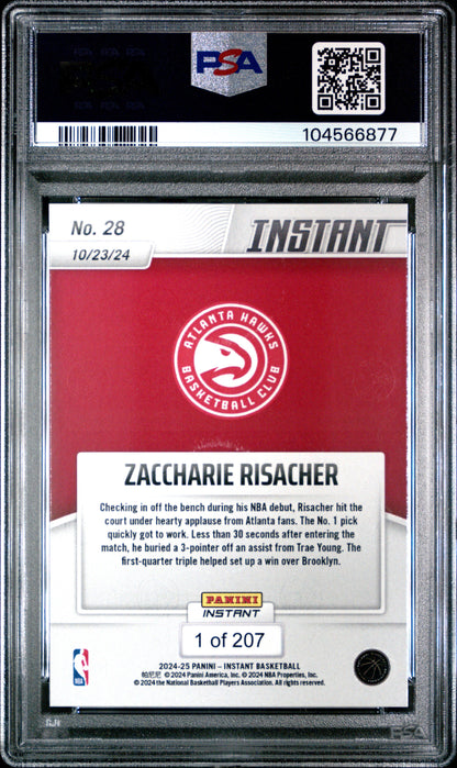 Graded 2024 Panini Instant NBA Zaccharie Risacher #28 Rookie RC Basketball Card PSA 10 Gem Mint